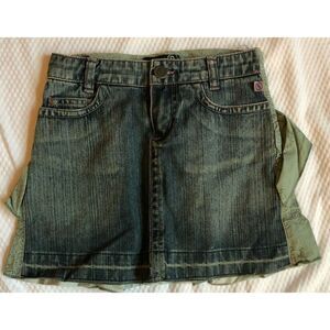 Jean Bourget Blue Denim Ruffle Back Skirt  Girls Size 5